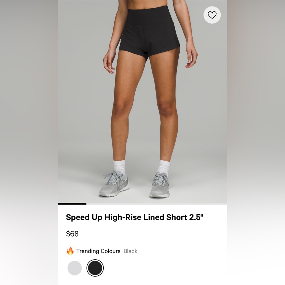 NWT Black Lululemon High Rise Speed Up Shorts 2.5 inseam Size 6